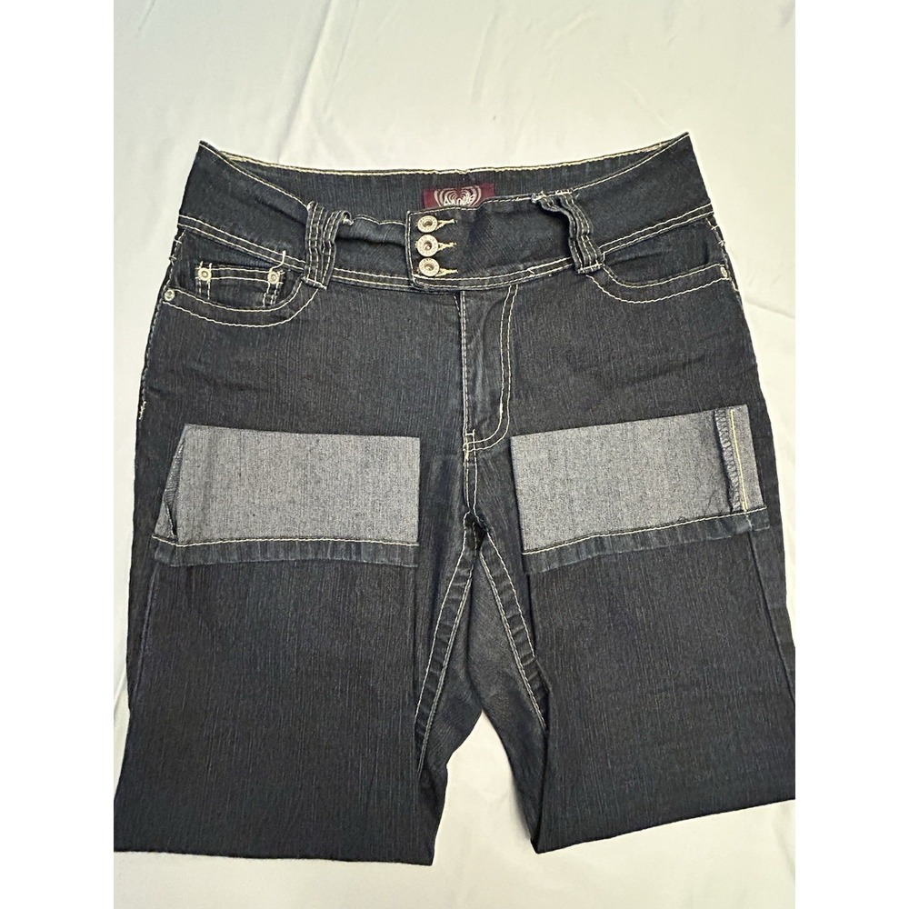 Y2K Angels Capri Jeans Mid Rise Cuffed Embellished Pockets Women's Size 14